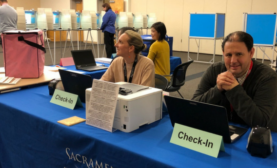 Sacramento County voter check in station