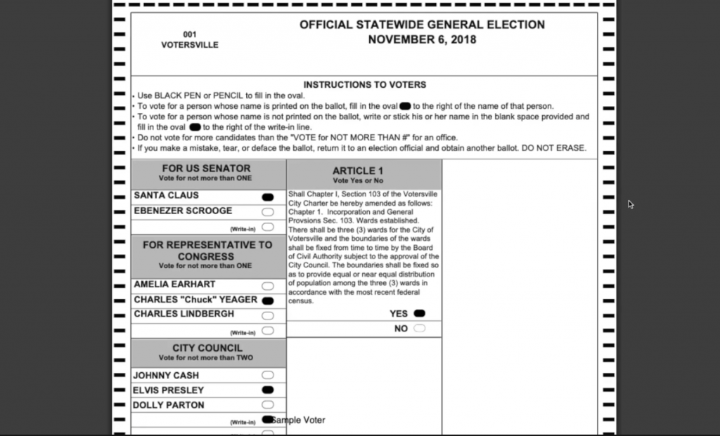 Democracy Live OmniBallot Online Remote Ballot Marking System view official ballot screen