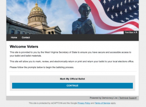 Democracy Live OmniBallot Online Remote Ballot Marking System Welcome Screen