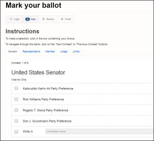 Dominion ImageCast Remote Mark your ballot screen