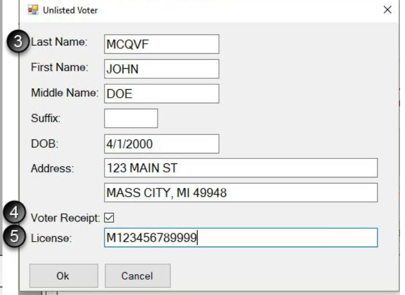 Michigan Electronic Pollbook unlisted voter screen
