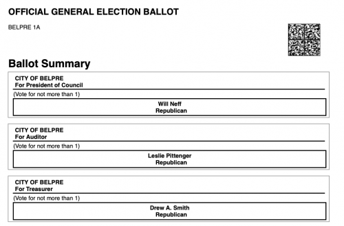 Triad GSI ballot summary with QR code