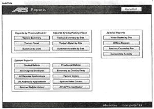 AES AutoVote electronic poll book report screen