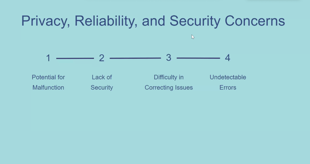 Slide shared from webinar on privacy, reliability, and security concerns