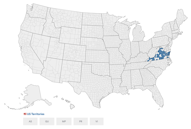 US map of where DemTech electronic poll books are in use in 2024