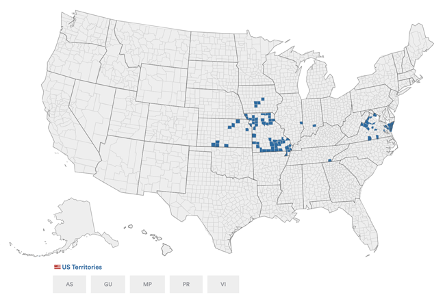 Unisyn OpenElect OVI usage map for November 2020