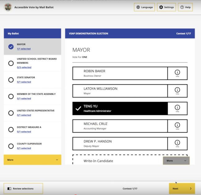 VSAP ISB VSAP interactive sample ballot_ballot marking demonstration